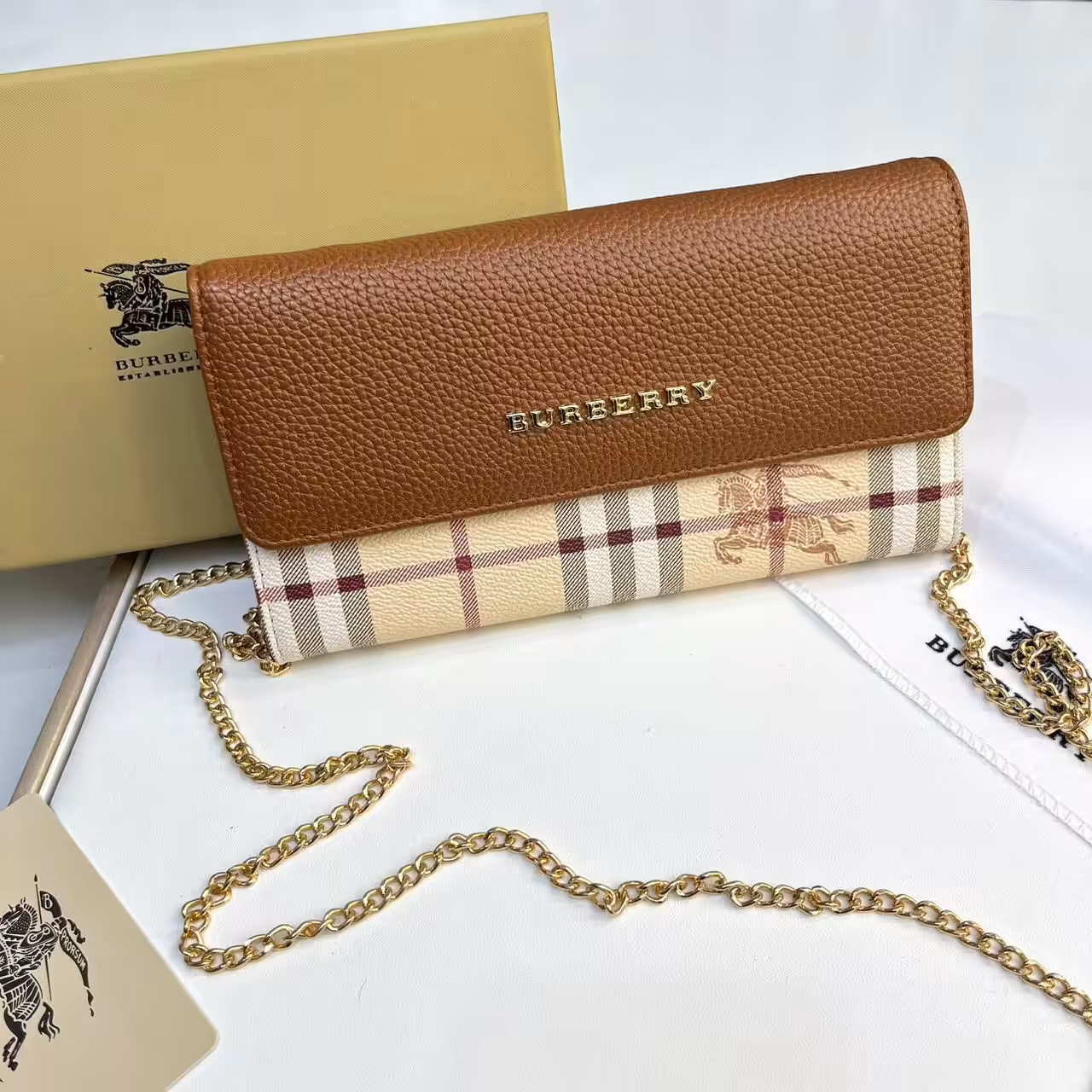 Burberry Loxely Long Brown Color Crossbody Sling Bag (With Box)