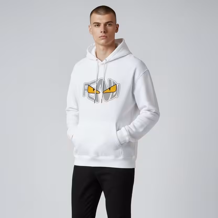 Fendi White Full Sleeve Men’s Hoodie