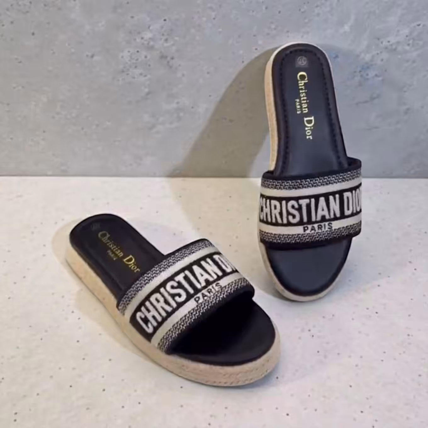 Christian Dior Dway Black Platform Slide