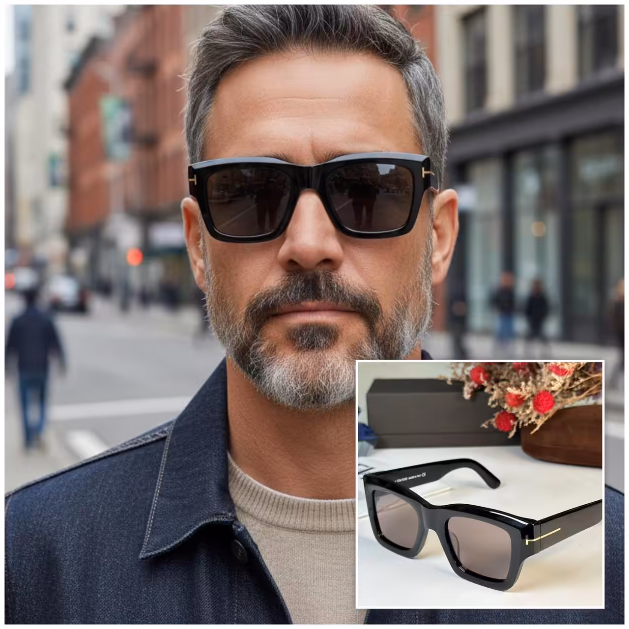 Tomford Black Brown Tinted Square Premium Sunglasses