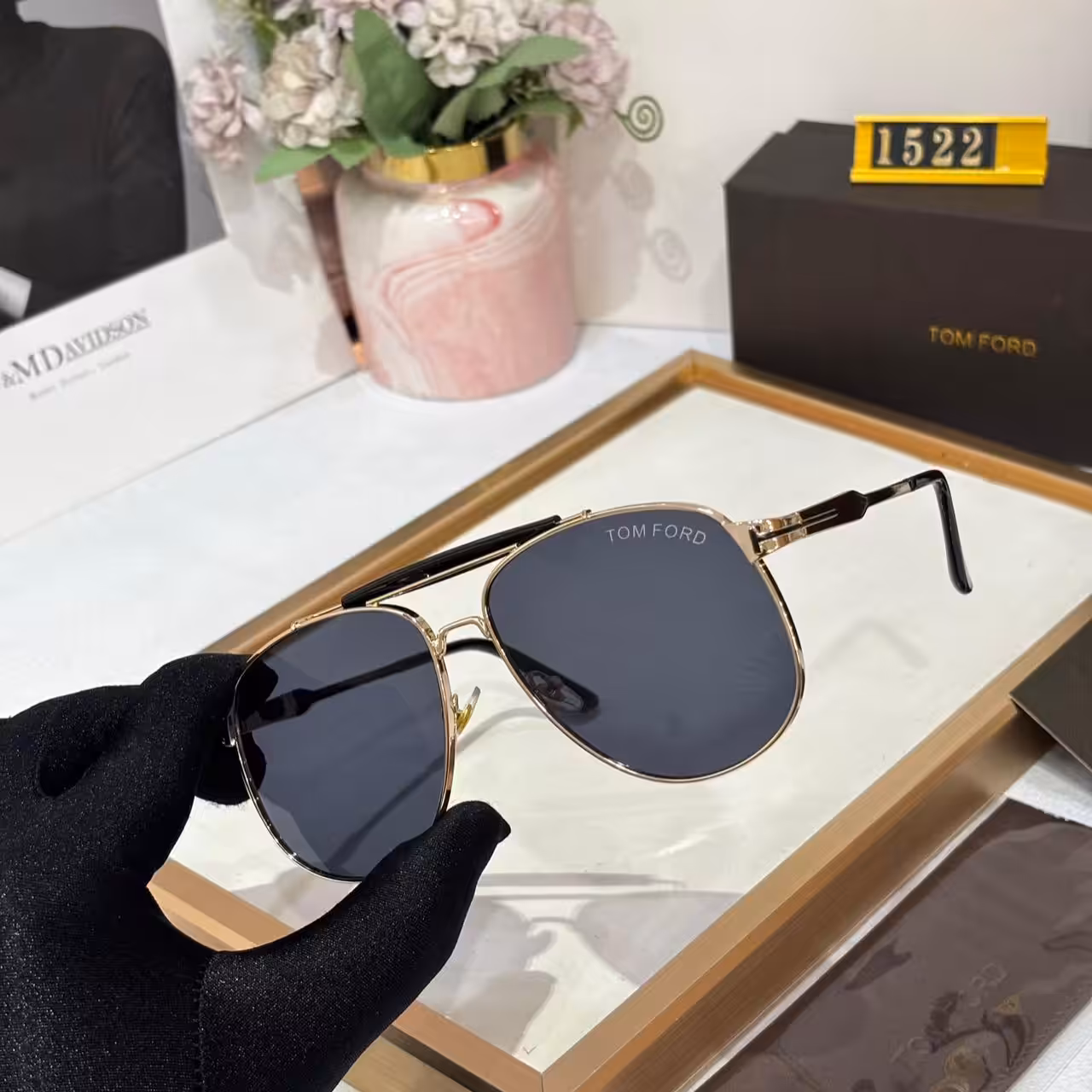 Tom Ford Aviator Gold Metal Frame Black Gradient Sunglasses