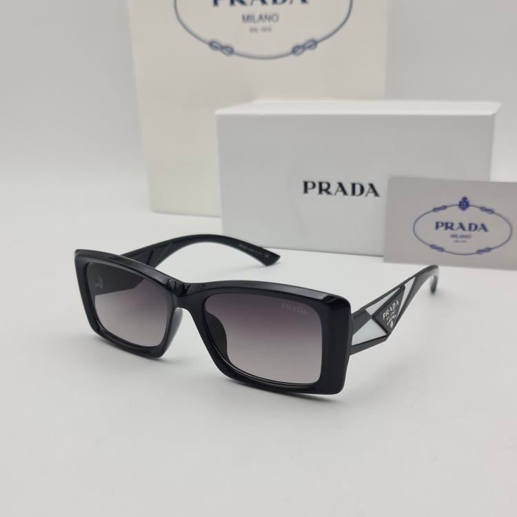 Prada White and Black Square Unisex Sunglass