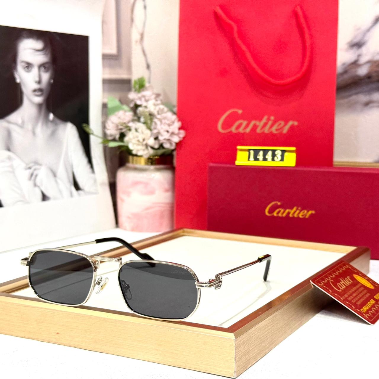Cartier Silver Rectangular Sunglasses