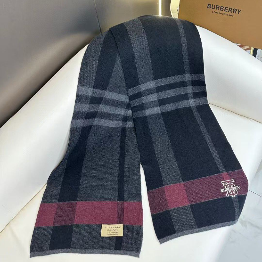 Burberry TB Check Black Maroon Unisex Muffler