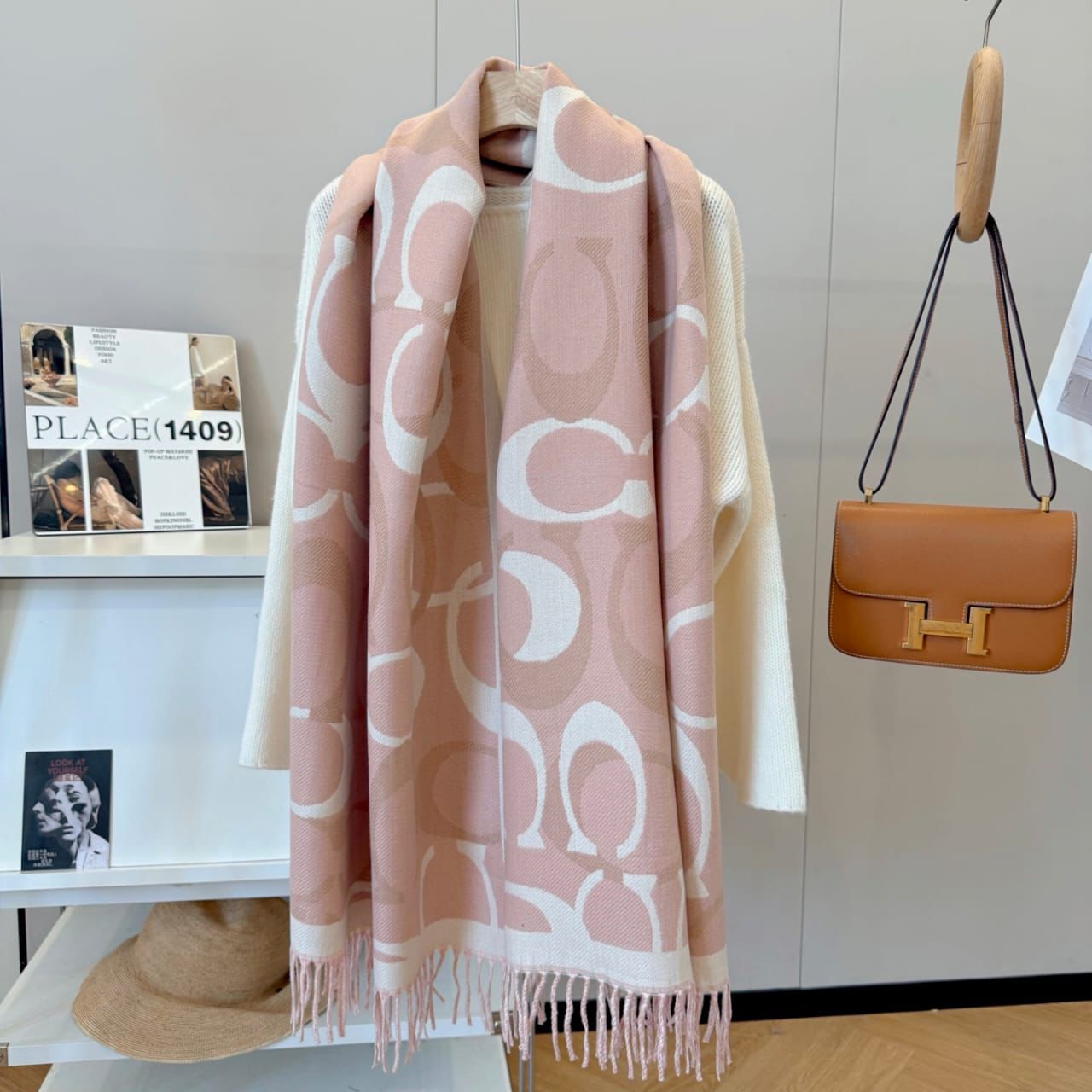 Coach Signature Pink Monogram Stole