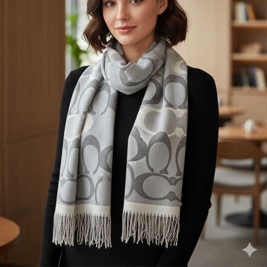 Coach Signature Grey Monogram Stole