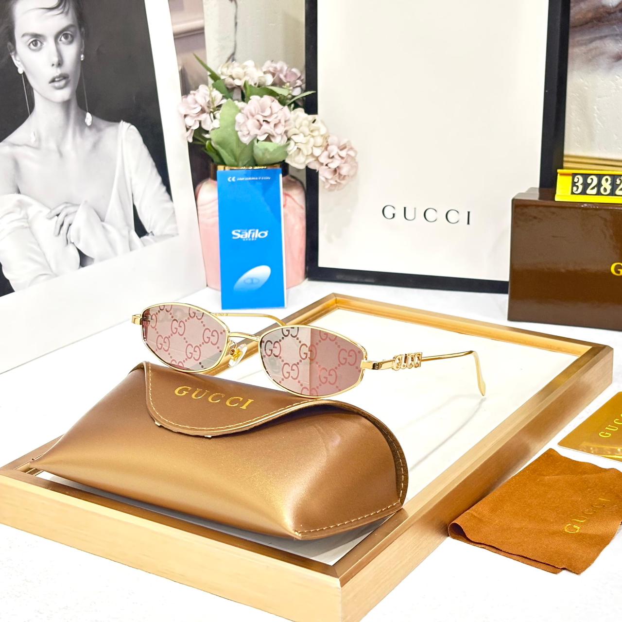 Gucci Oval GG Print Women’s Sunglass