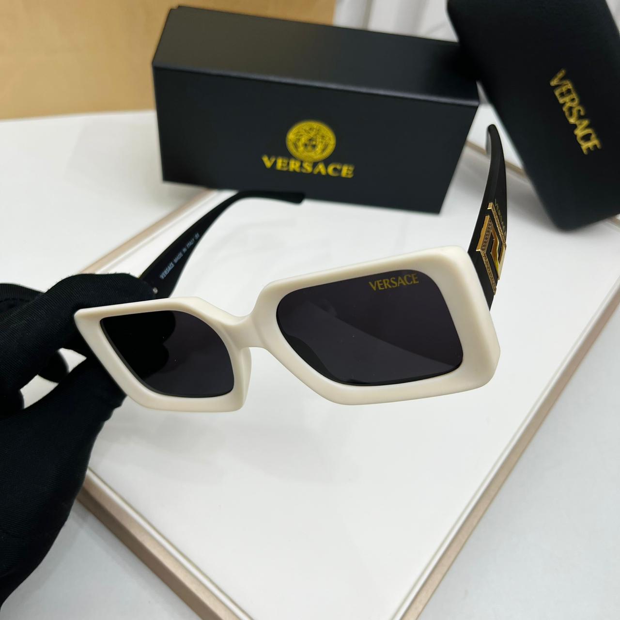 Versace White Black Square Sunglasses for Women