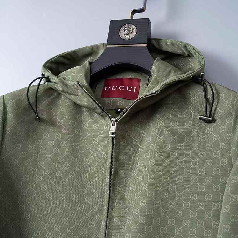 WhatsApp Image 2026-01-15 at 7.12.12 PM (1) Gucci Green Embossed Wind Cheater Jacket