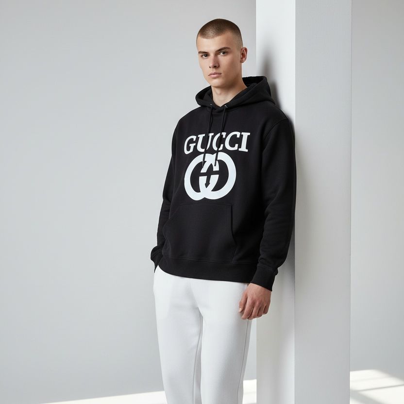 Gucci Interlocking Black Full Sleeve Men’s Hoodie