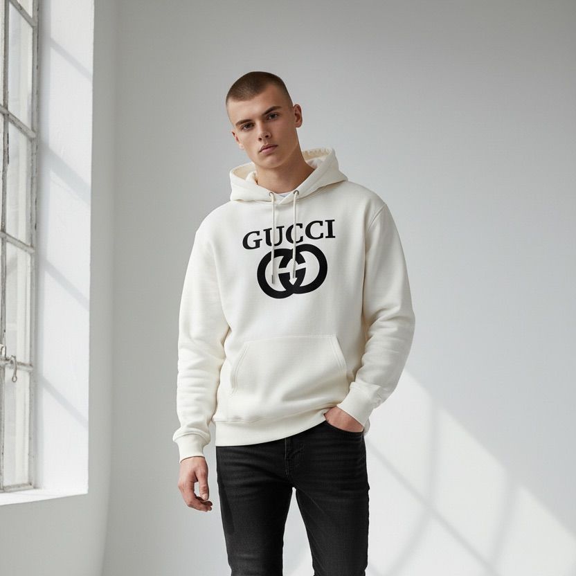 Gucci Interlocking White Full Sleeve Men’s Hoodie