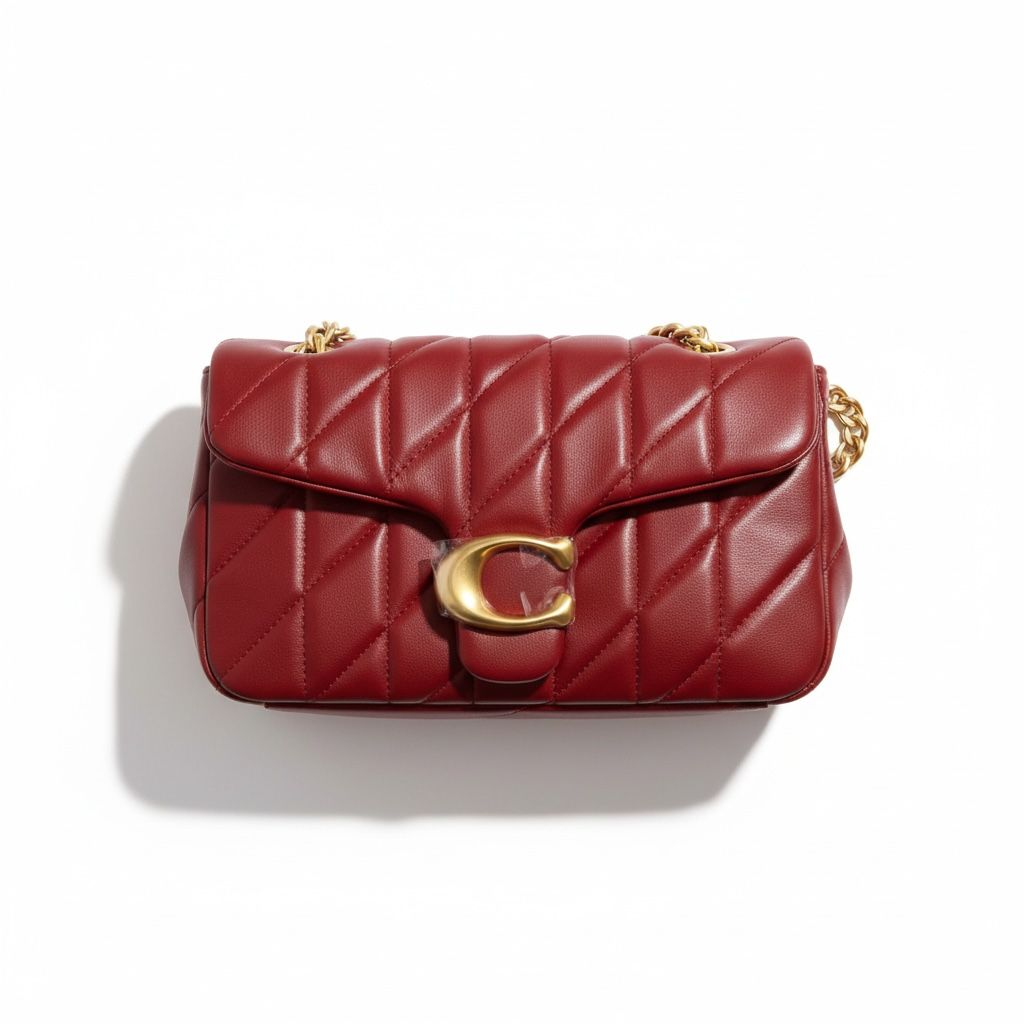 Coach Tabby 26 Wine Red Quilted Sling Bag (With Box)