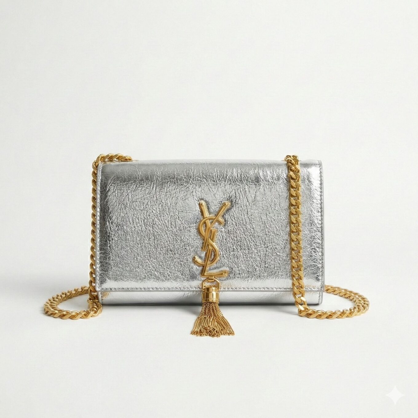 WhatsApp Image 2026-01-21 at 1.37.22 PM YSL Silver Textured Kate Tassel Sling Bag (With Box)
