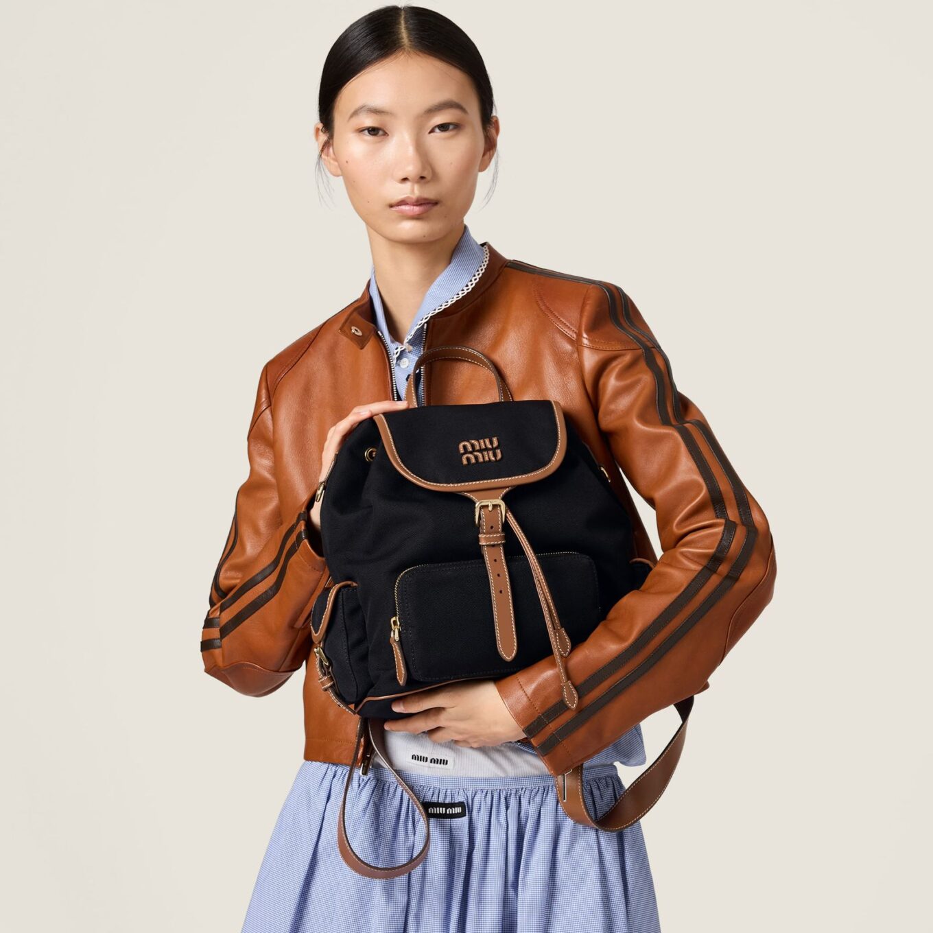 Miu Miu Black Canvas Backpack