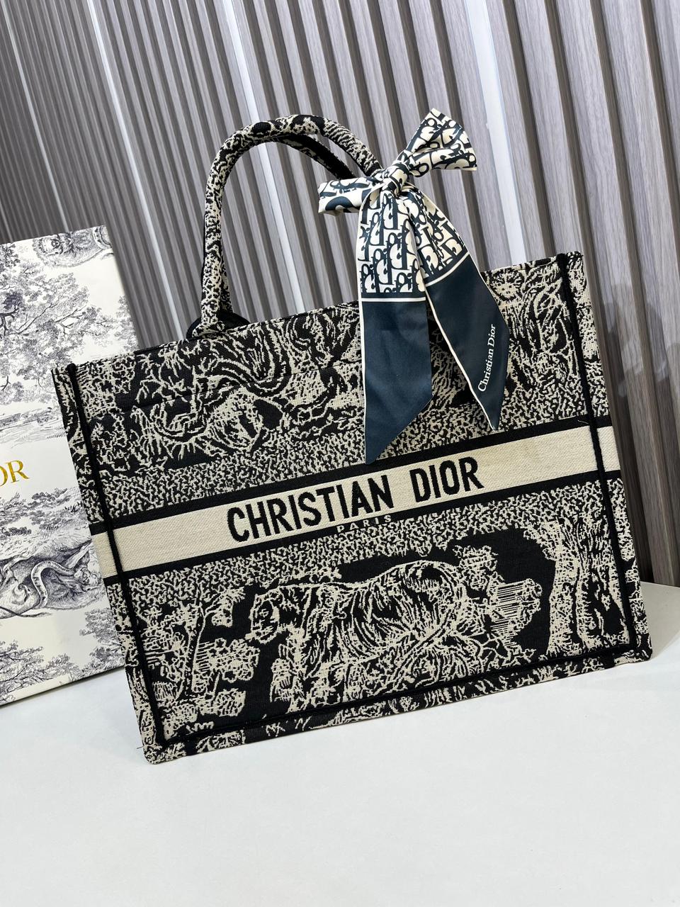 Christian Dior Black Tiger Tote (With Box)