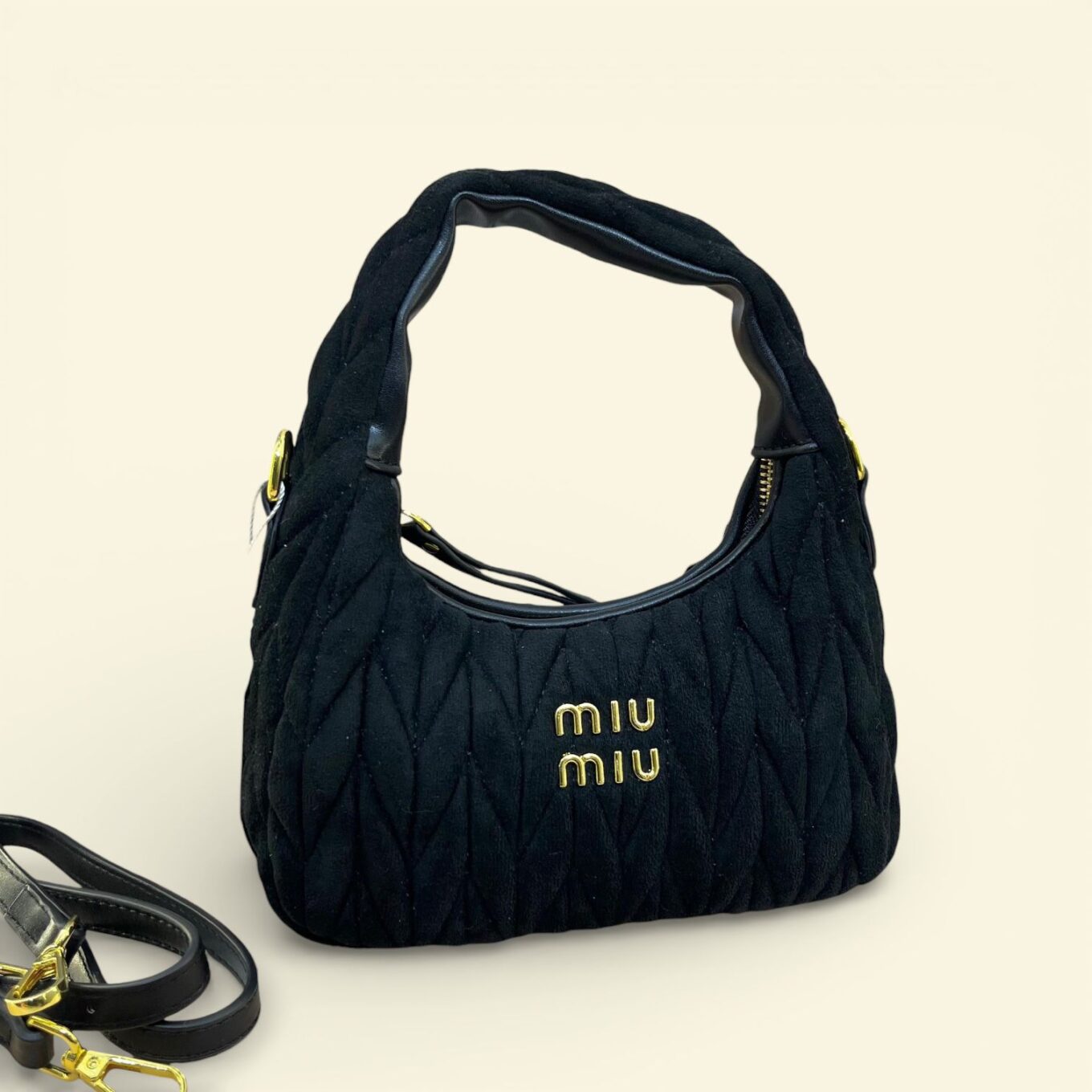 Miu Miu Wander Velvet Black Shoulder Bag (With Box)