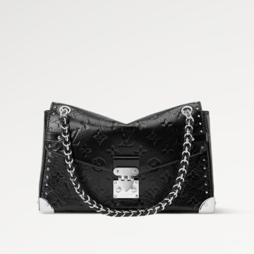Louis Vuitton Trunkie Black Embossed Premium Sling Bag (With Box Double Box Packaging)