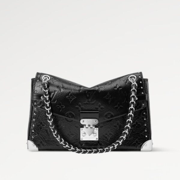 Louis Vuitton Trunkie Black Embossed Premium Sling Bag (With Box Double Box Packaging)