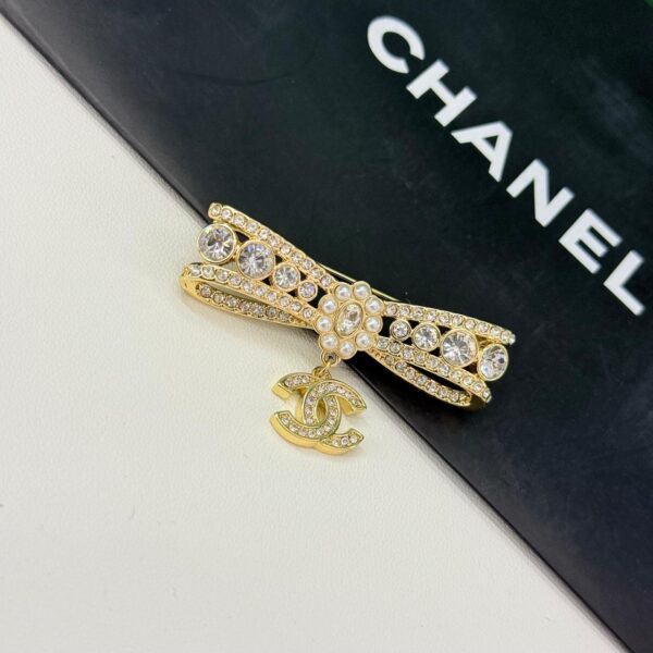 Chanel Golden Studded Bow Brooch