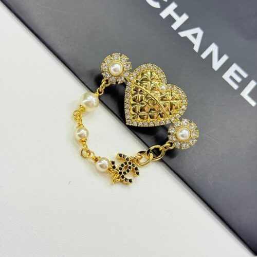 Chanel Golden Quilted Heart Brooch